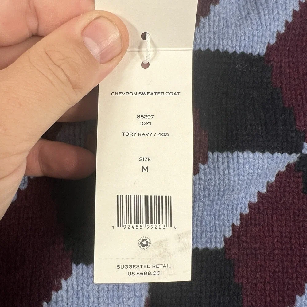 Tory Burch Chevron Sweater Coat Size M  #S7004